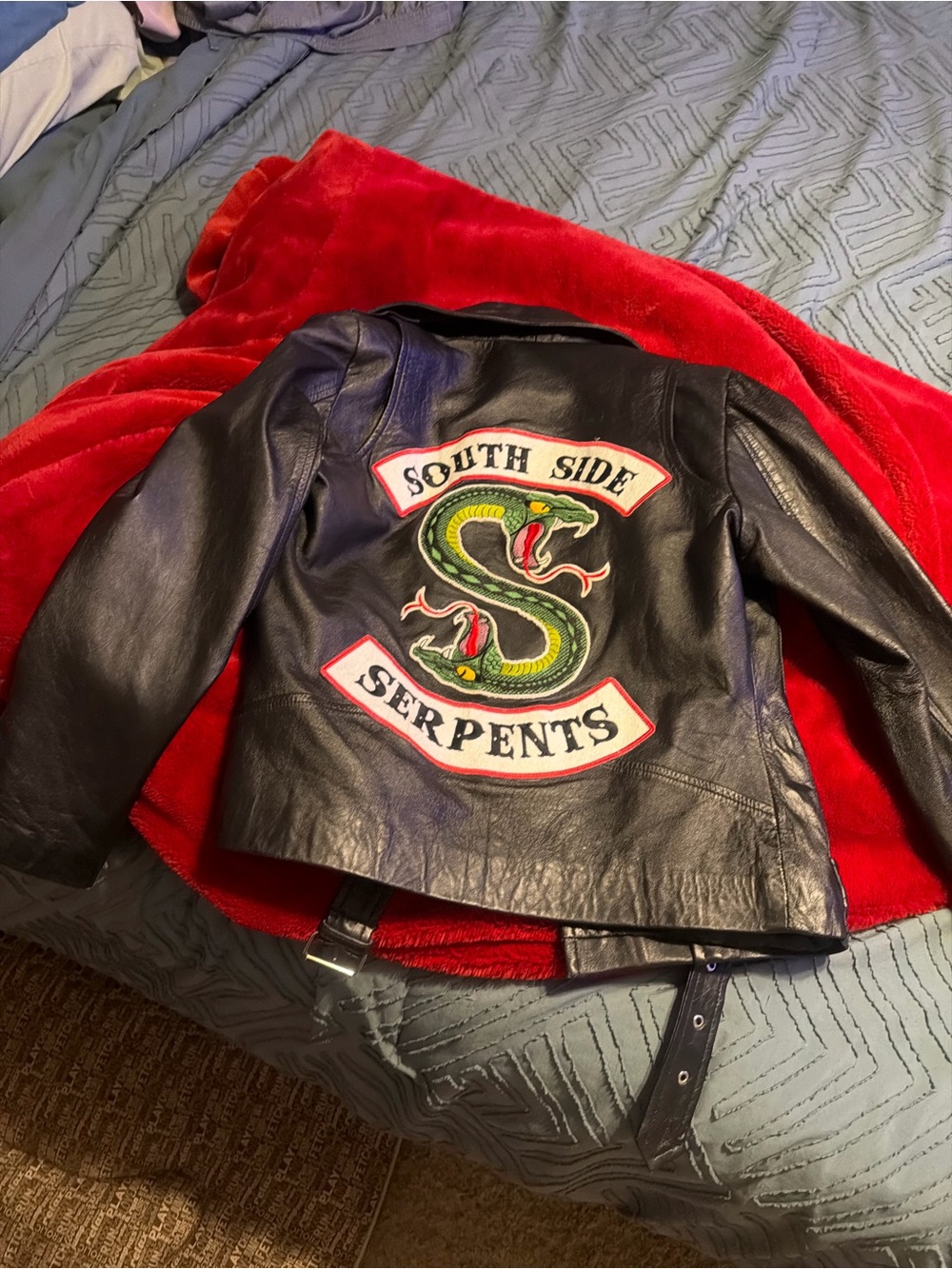 Womens Black Faux Leather 'South Side Serpents' Jacket